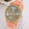 Diamond Leopard Silicone Watchband Wrist Watch